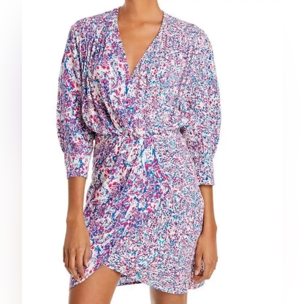 IRO Firenze Printed Dress In Mixed Blue NWT size 36 US-4